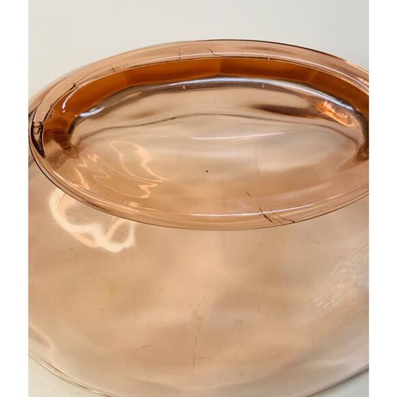 Fostoria Fairfax Pink Rose Depression Glass Vintage Oval Bowl w/ Candle Holder - Picture 8 of 13